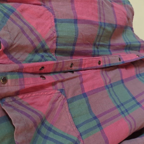 Women's Maurices Long Sleeve Pink/Green Plaid Shirt, Size Medium - Picture 4 of 5